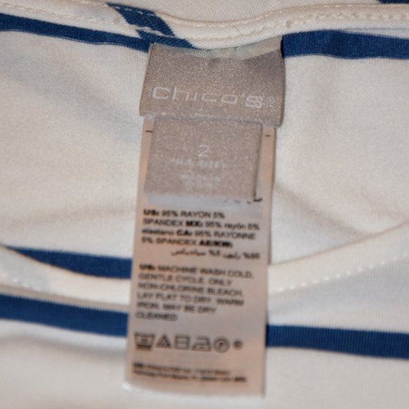 Chicos white/blue striped top size 2 (12/14) - Picture 7 of 8